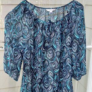 Croft & Barrow blue/aqua paisley lite slip over shirt